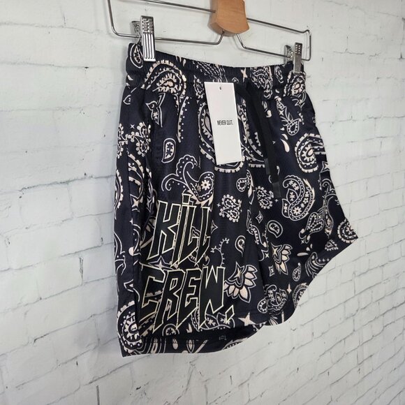 Kill Crew Muay Thai Shorts Mens Size S Black Paisley 4" Inch Inseam NEW Fighter - Picture 2 of 7